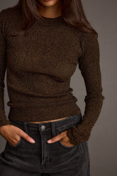 Mirage Gold Lurex Long Sleeve Top