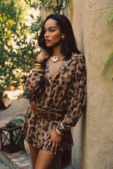 Lennox Leopard Drop Waist Micro Mini Dress