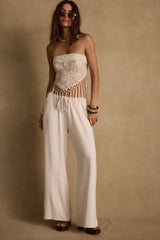 Outlaw Cream Lace Fringe Scarf Top