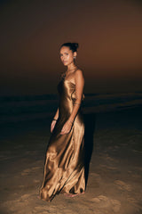 Natalia Bronze Strapless Maxi Dress