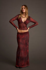 Janie Mulberry Blur Mesh Top