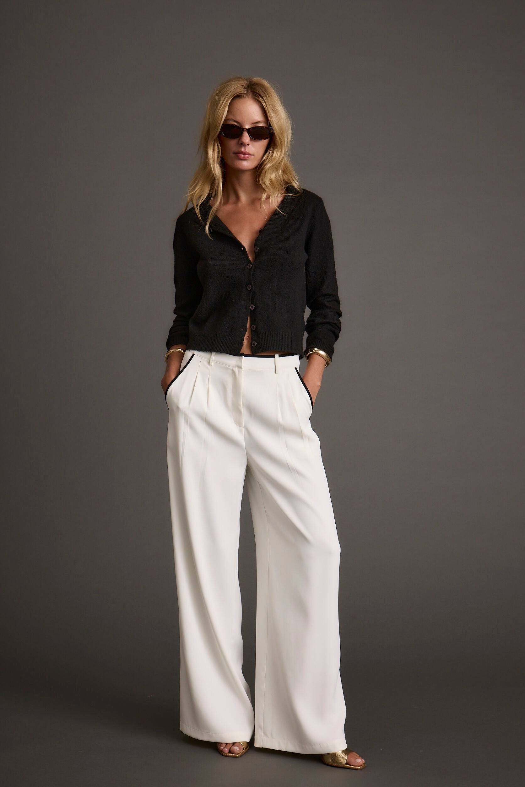 Mindy Black Crew Neck Cardigan