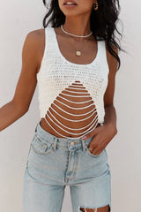 Bogota White Crochet Open Knit Tank